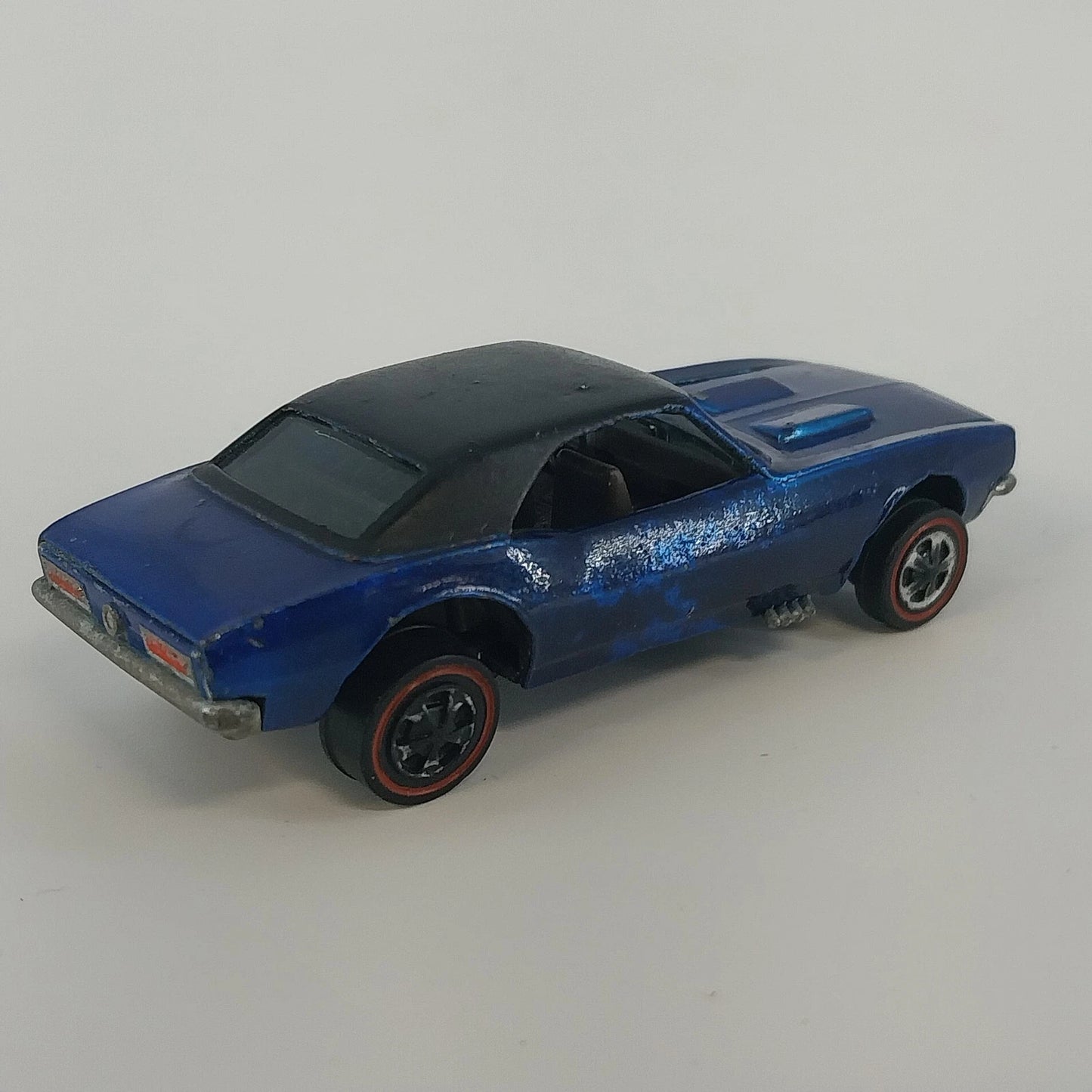 Hot Wheels Redline Custom Camaro Car Spectraflame Blue Black Interior USA 1968