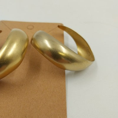 Set of Two Pair Large Gold Tone Pierced Earrings Chunky Hoop & Teardrop Shaped