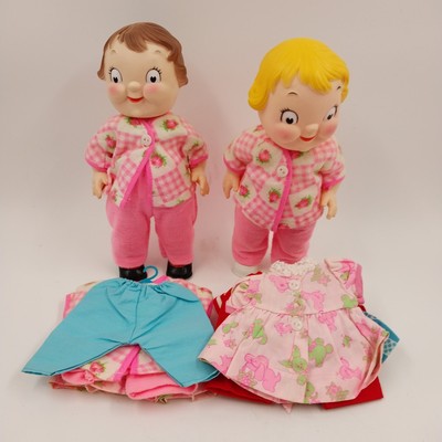 Campbell's Soup Kid Twin Doll Plastic Brunette & Blonde 10" 1970s Various Outfit
