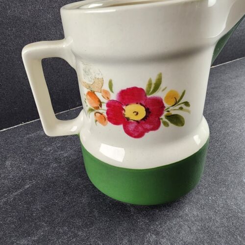 Pagnossin Treviso Italy Strong Earthenware Creamer Floral Green Border