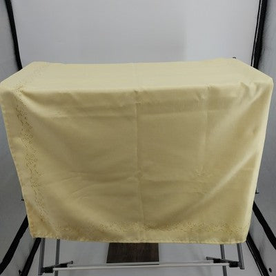 Yellow Polyester Tablecloth 82"x56" Rectangular Laser Cut Floral Edge Design
