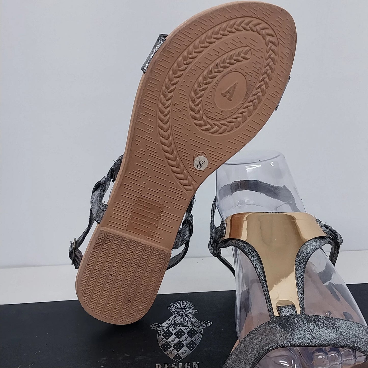 Design By Jacobies Darlene-5 Pewter Gold Strappy Sandals Womens 8T