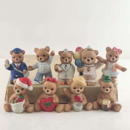 9 Pc HomCo Bear Figures Figurines Miniature Christmas Valentine Summer