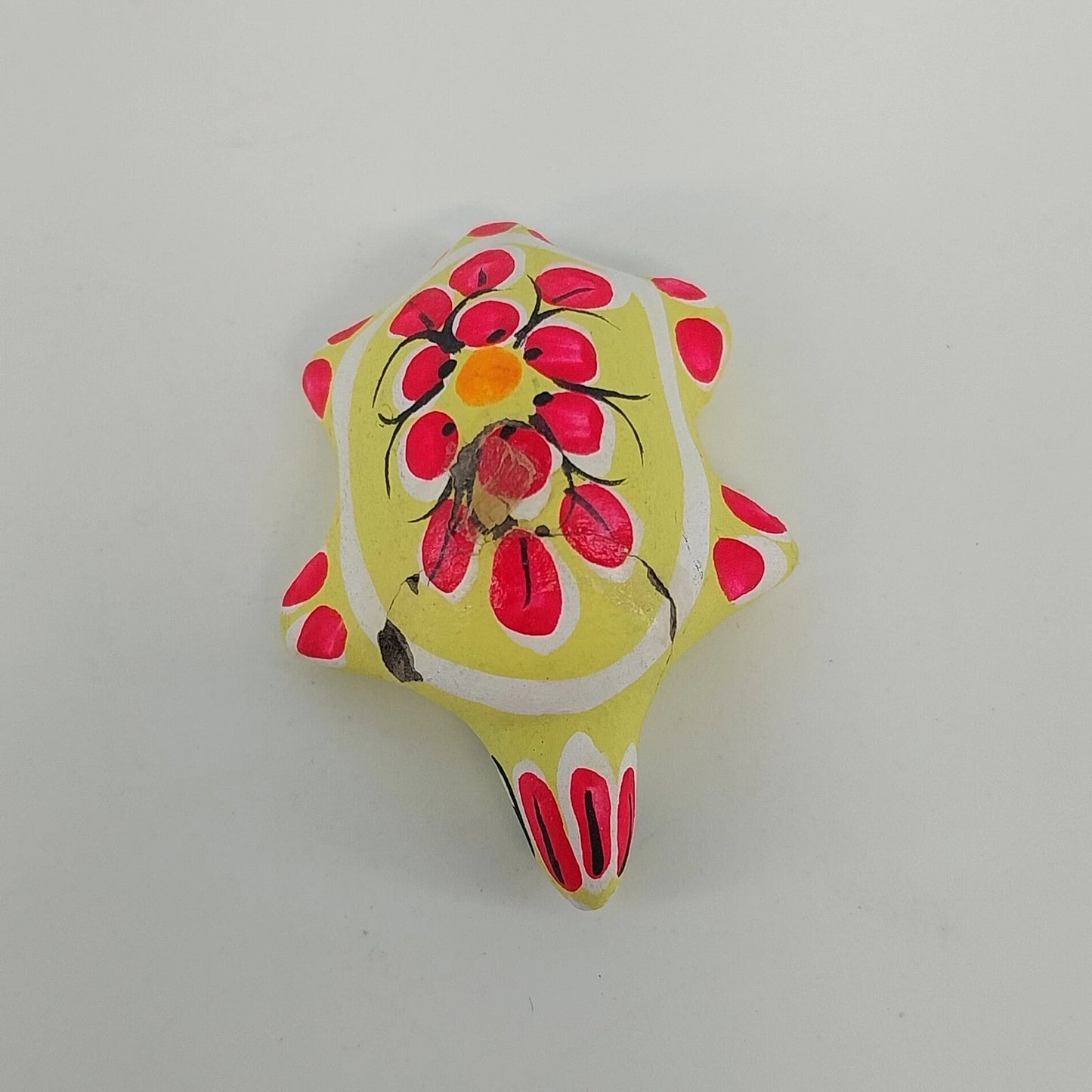 Mexican Folk Art Hand Painted Terracotta Clay Turtle Decor Figurines 4 Pc Vtg