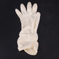 Women's White Stretch Dress Gloves Ruched Wrist Formal Wedding Tea Length Vtg