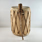 Native American Log Wood Drum & Beater Stretched Raw Hide Skin No Tree Bark Vtg