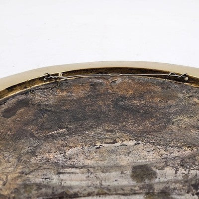 Solid Brass Charger Plate Engraved Temple Yin Yang Asian Dragons Heavy 11.5"