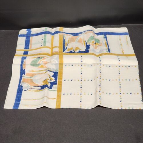 Square Polyester Tablecloth 34" x 34" & 4 Matching 12" Napkins Tulips Navy Edge