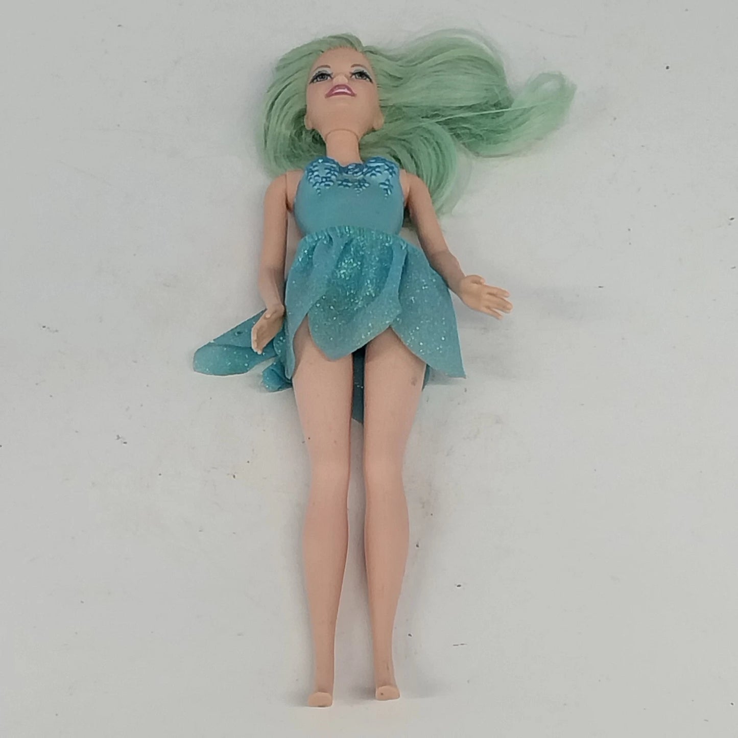 Mattel Barbie Fairytopia Fairy Doll Green Hair Blue Dress Head 1999/2005 Body