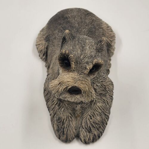 Sandicast Sandstone Schnauzer Dog 9" Vintage Sculpture Signed Sandra Brue 1981