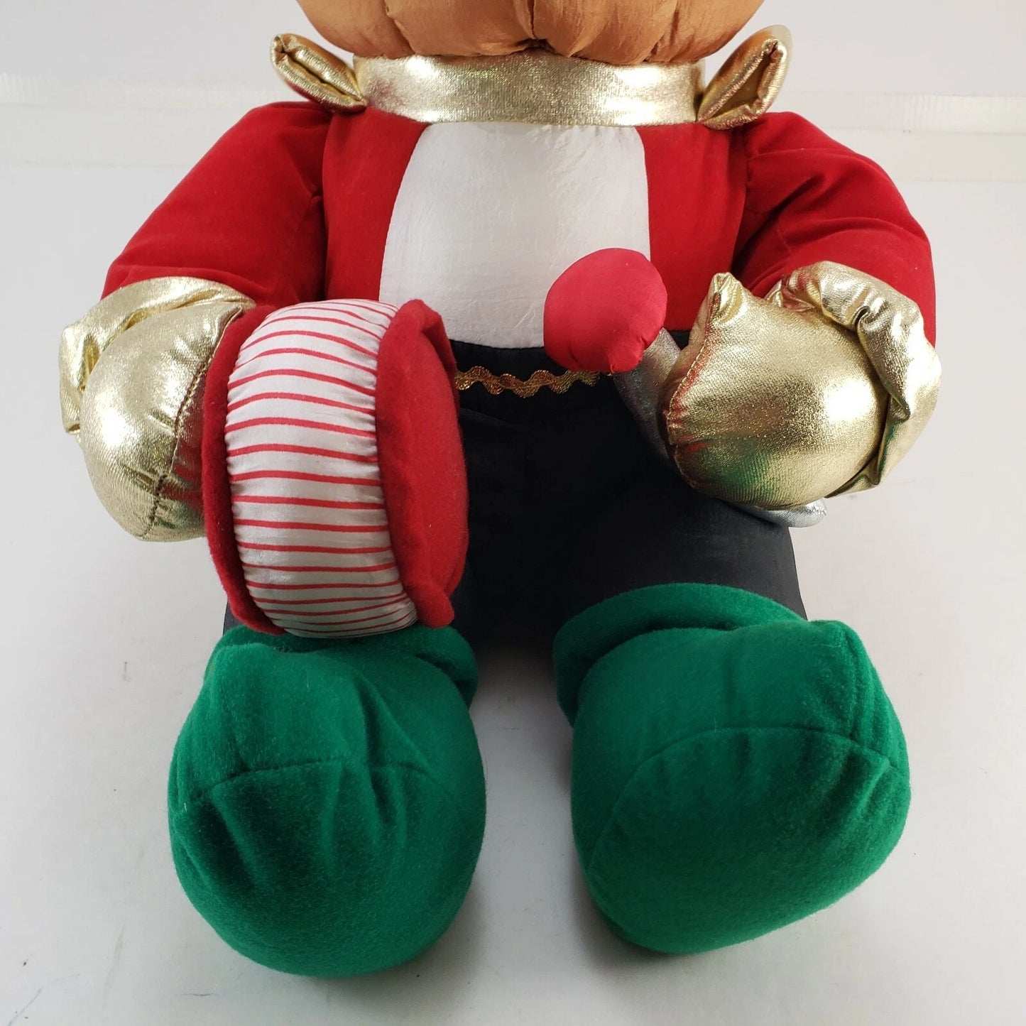 International Silver Plush Drummer Bear 16" Christmas Stuffed Toy Vintage 1994