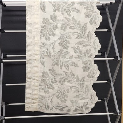 Off White Leaf Botanical Lace Valance 58" Scalloped Edge Rod Pocket Curtain