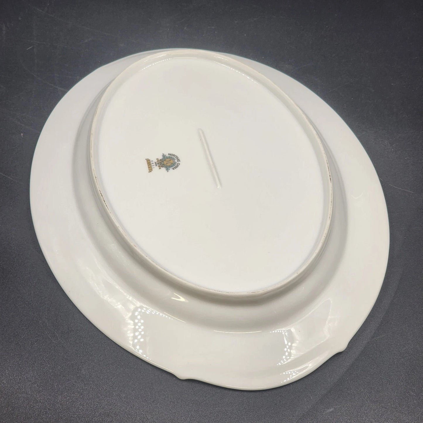 Noritake Crest Oval Serving Platter 5421 Lily the Valley 13" Platinum Trim Vtg