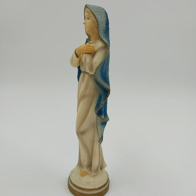 ARA 8" Madonna Virgin Mary Figurine White Plastic Blue Veil Vtg