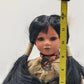 Native American Porcelain Doll Indigenous Girl Kneeling Traditional Dress 12"