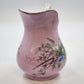 Pink Porcelain Creamer Pitcher Birds Nest Blue Flowers Gold Trim 6" Vintage