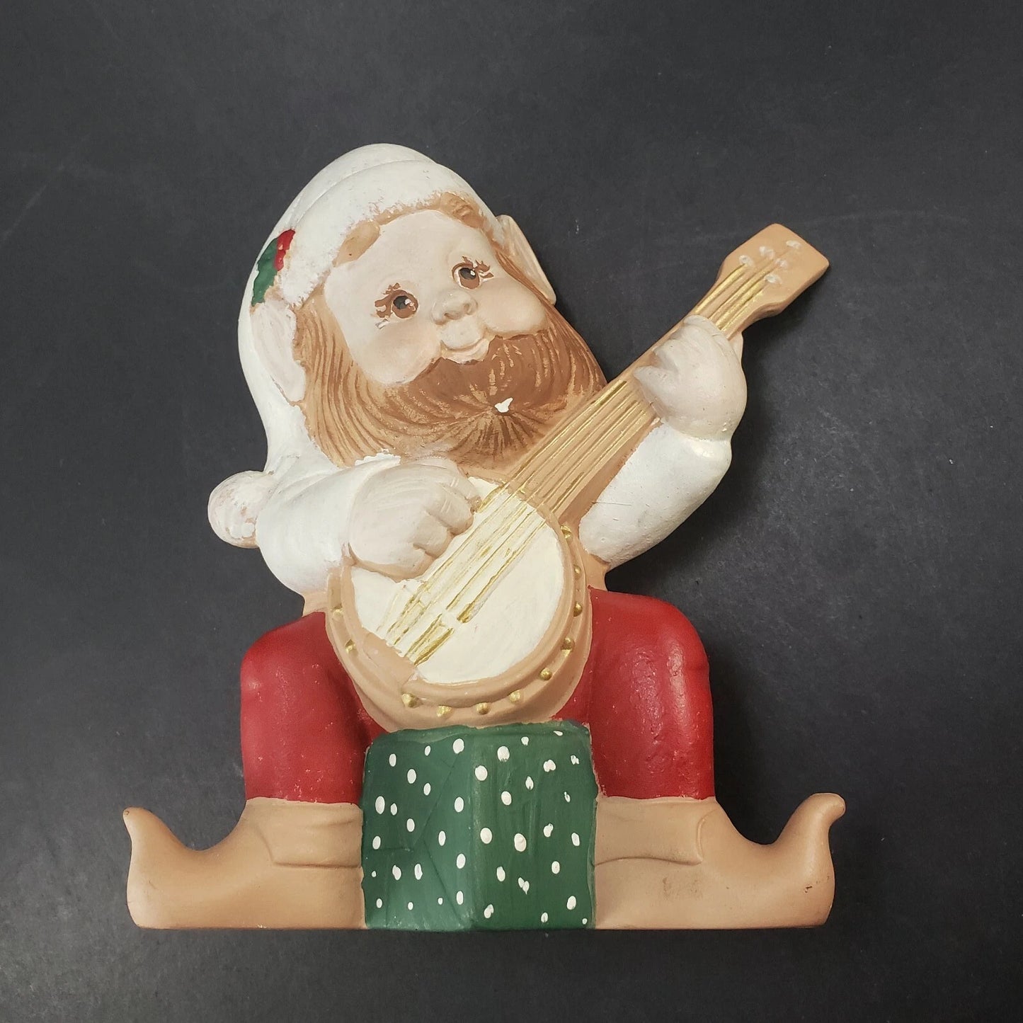 Set of 3 Ceramic Elf Gnome Musician Figurines Christmas Guitar Horn Accordion