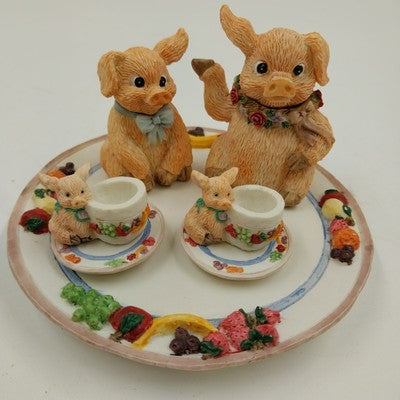 Youngs Inc Mini Tea Set 1995 Collectible Vintage Fruit Border Plate 5.25"