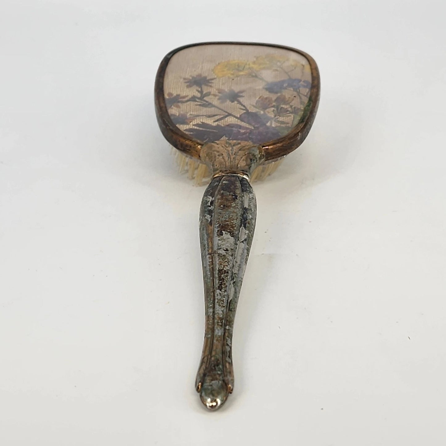 Floral Vanity Hair Brush 10.5 Inch Silver Shabby Chic