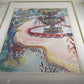 Original Watercolor Painting Water Fountain Lancaster OH Carol Blades Framed