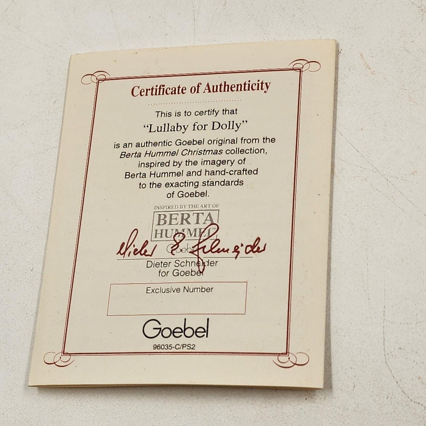 Berta Hummel's Lullaby for Dolly Ornament Ashton Drake Studio Series 14 1999