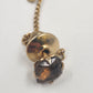 Gold Tone Smoky Brown Rhinestone Stud Quartz Tie Tack 1970s Pin Chain Buttonhole