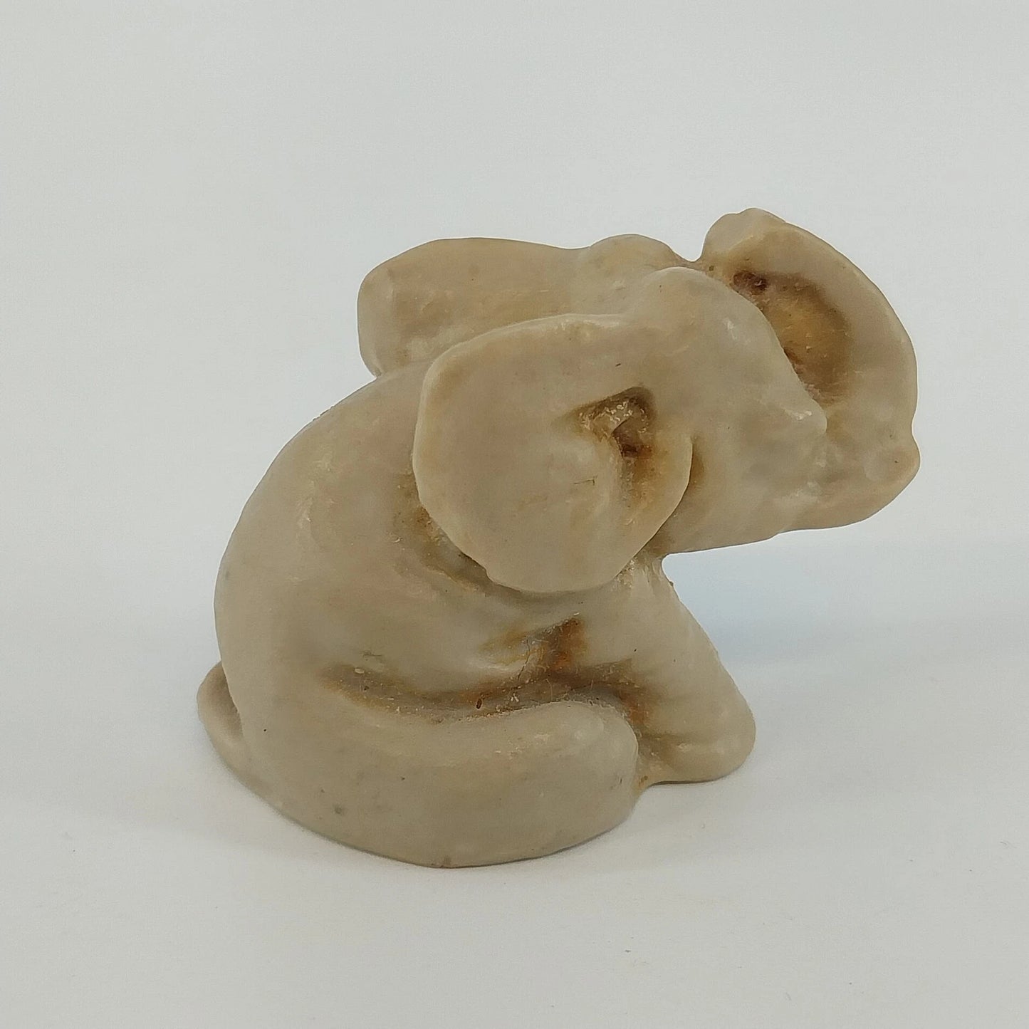 Hecho En Mexico Alabaster Elephant Figurine Stone Carving 2" Gray