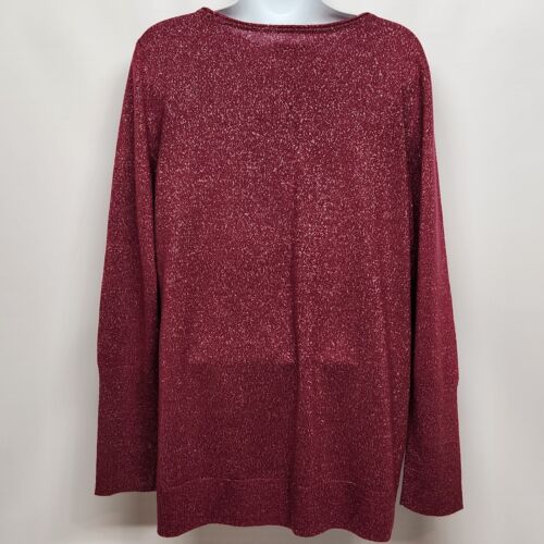 APT 9 Women's XL Glitter Knit Top Sparkly Magenta Long Sleeves Acrylic Sweater