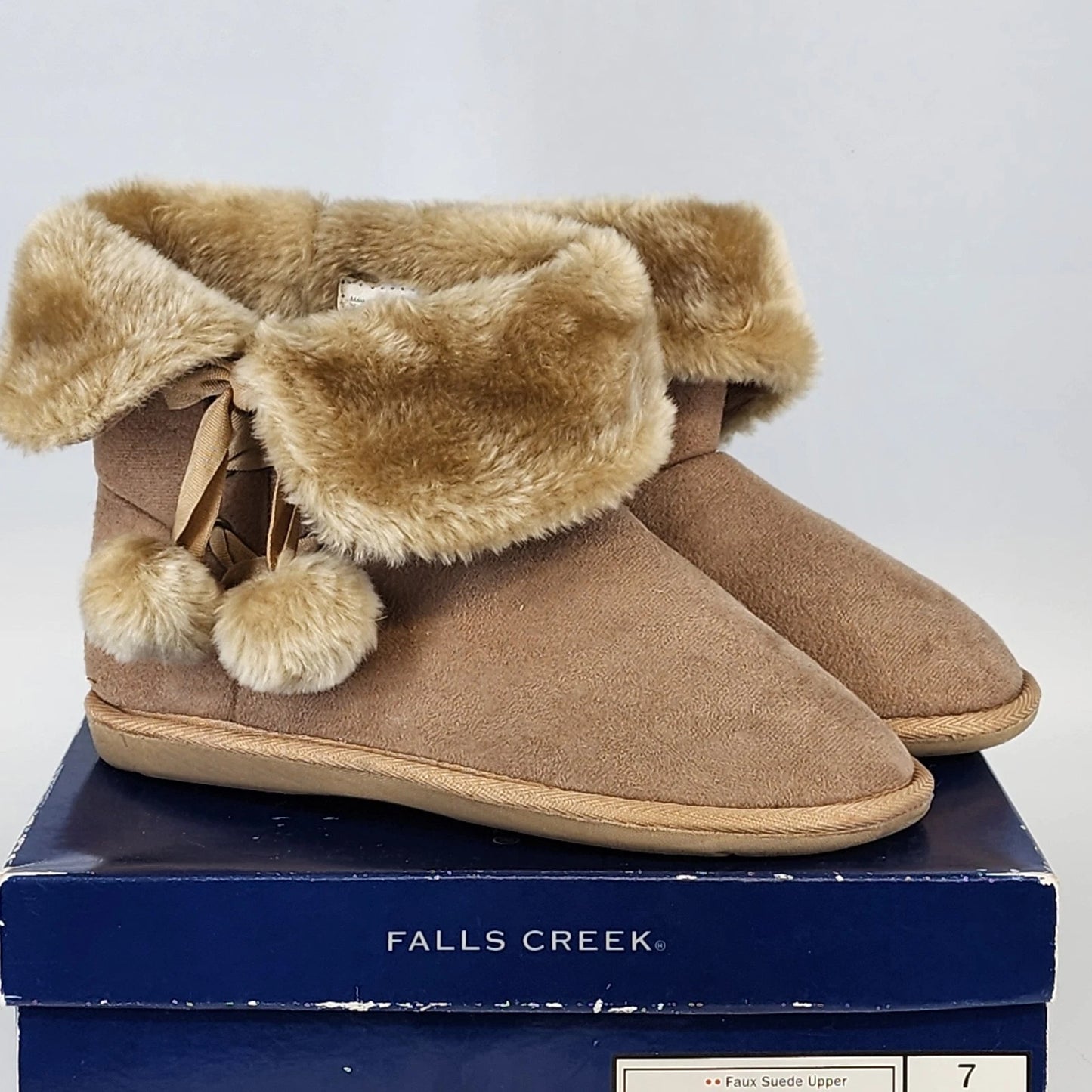 Falls Creek Sasha III Slipper Boots Womens 7 Sherpa Lined Sand