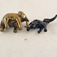 2 Metal Elephants Miniature Black & Brass Good luck Figure Statue Truck Up Down