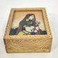 Gemstone Dust Powder Painting Wood Trinket Jewelry Box 4.5" Bani Thani India Vtg