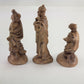 3 Atlantic Mold Ceramic Nativity Figurines Brown Glaze Wisemen & Beggar