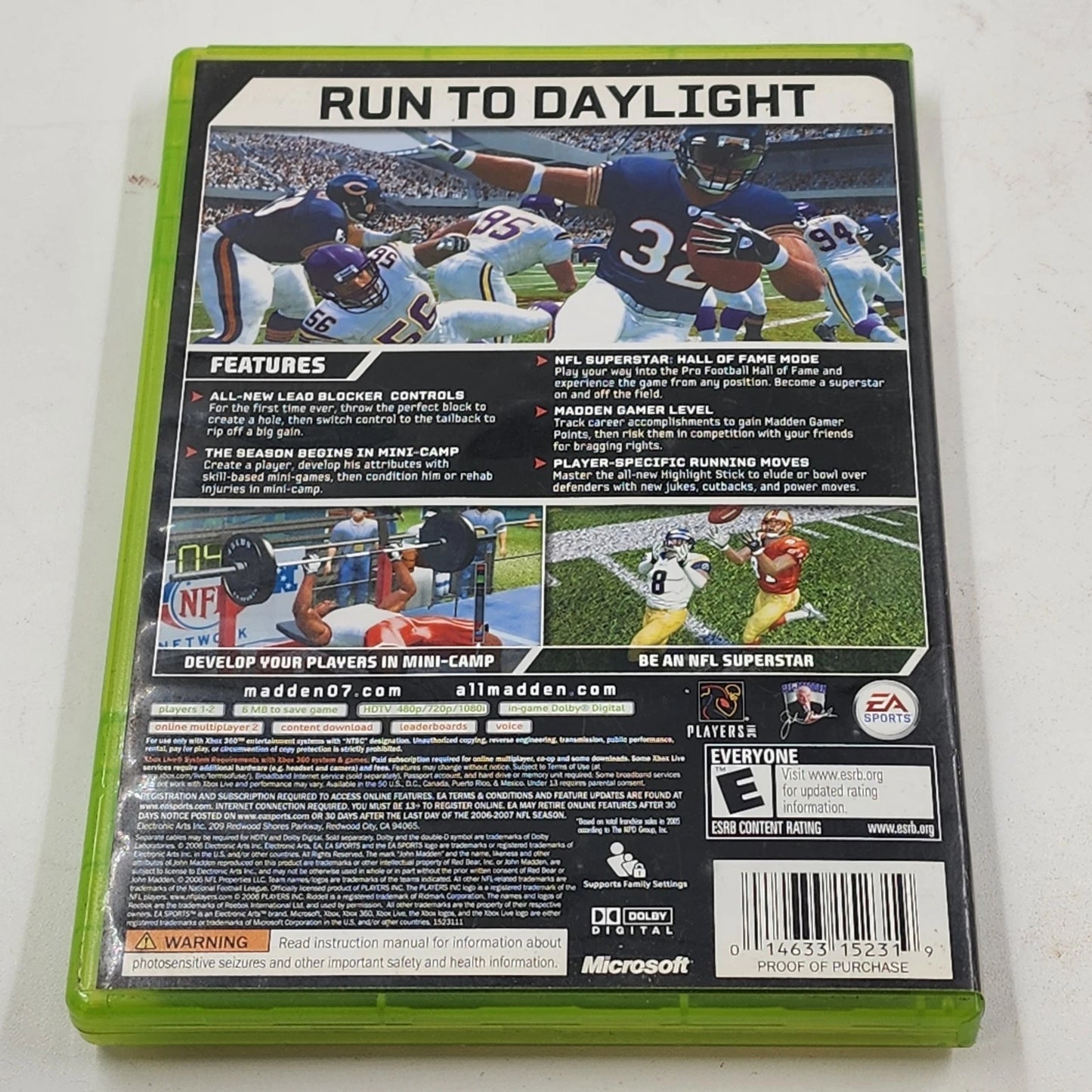 Madden NFL 07 Xbox 360 2006 Video Game Console Football EA Sports with Case