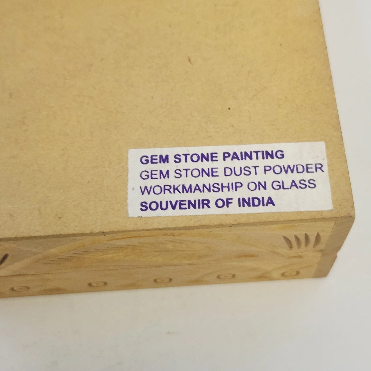Gemstone Dust Powder Painting Wood Trinket Jewelry Box 4.5" Bani Thani India Vtg
