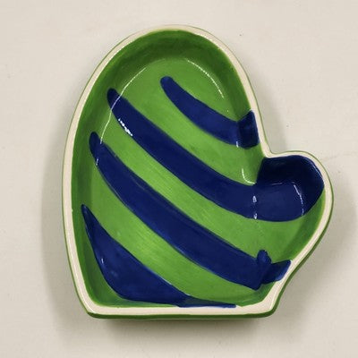 Holiday Home Green Blue Mitten Glove Trinket Dish Ceramic China 6"x1"