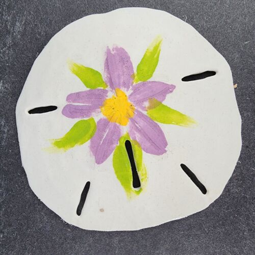 7 Hand Painted Sand Dollars Simple Flowers Sizes 3" to 3.5" Across Vintage