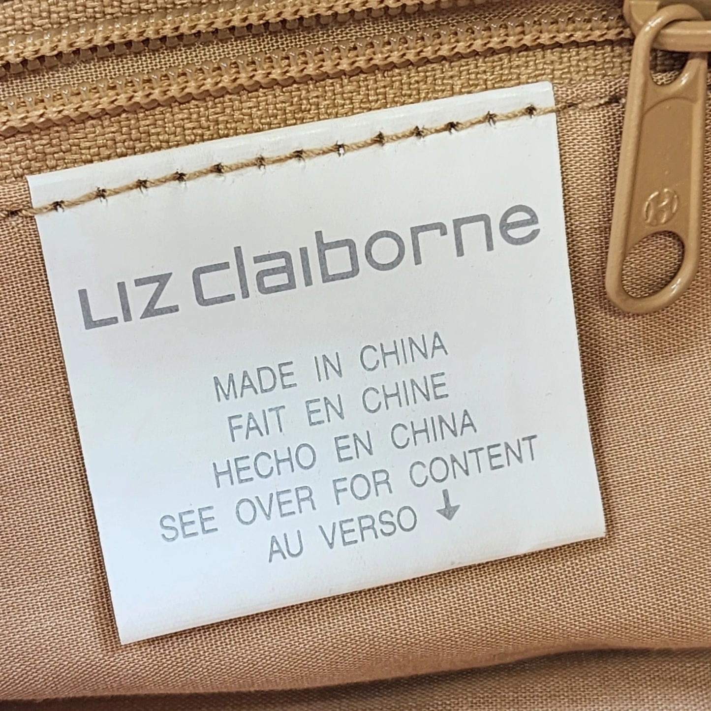 Liz Claiborne Crochet Shoulder Bag Zip Top Single Strap Boho 90s Y2K Cream Vtg