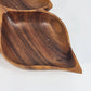 Hand Carved Natural Wooden Leaf Serving Tray 3-Section Divided Dish 16" Large