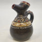 Ukrainian Art Pottery Pitcher Black Red Tan Raised Geometric Elongated Spout Vtg