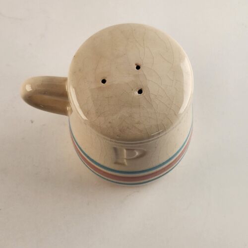 Pepper Shaker McCoy USA Stonecraft Pottery Ceramic Pink Blue Stripe Crazed