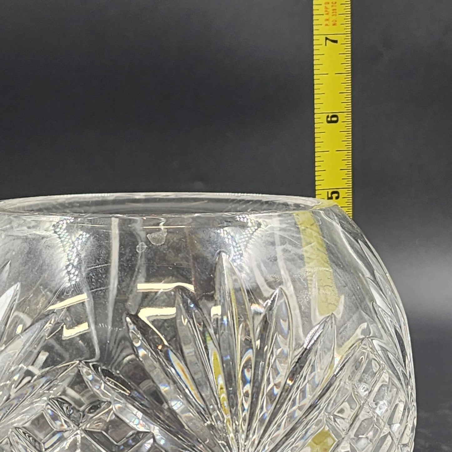 Astral Rose Bowl Vase Full Lead Cut Glass Crystal 5" Deep Fan Diamond Korea