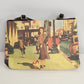 Artisan Canvas and Leather Tote Bag Lady on Boardwalk Graphic Art Purse Unique