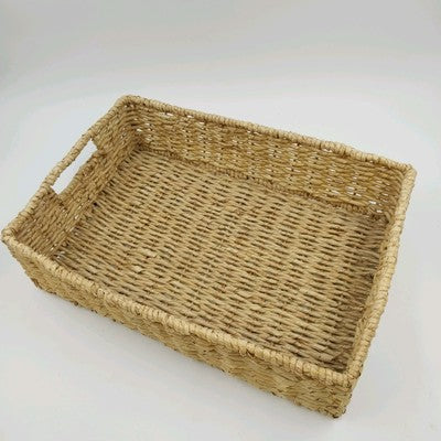 Seagrass Handwoven Storage Basket w/ Handles 18" Rectangular Metal Frame Medium