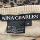 Nina Charles Women's Medium Leopard Print Wool Sweater Brown Animal Print Top