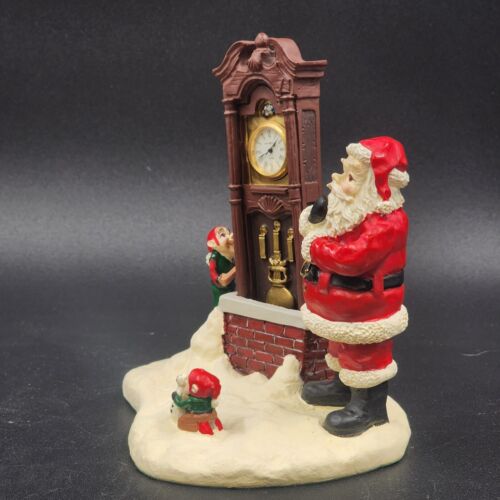 Christmas Chimney Clock Figurine 1999 Howard Miller Up On The House Top 645-415