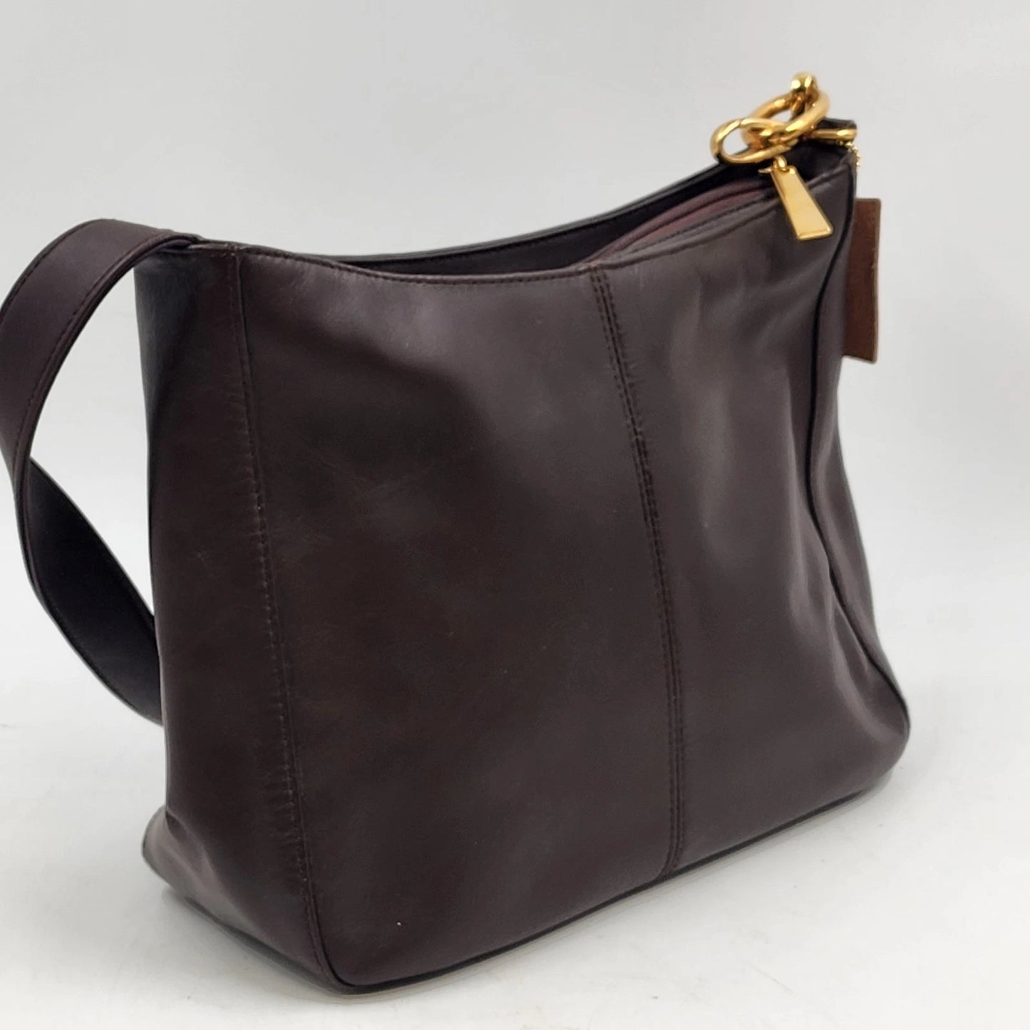 Signature Studio Leather Shoulder Bag Brown Classic Purse Manmade Trim New Vtg