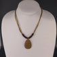 Linea Pele Brushed Gold Teardrop Pendant Necklace With Multi Strand Brown Cord
