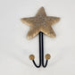 Wooden Starfish Wall Hanger 2 Hook Coastal Nautical Beach Decor