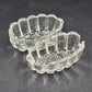 2 Princess House 438 Crystal Utensil Holders Buffet Server Spoon Fork Rests