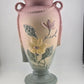 Magnolia Trophy Vase Hull Art Pottery 12.5" Matte Pink Flower Tassel Handle